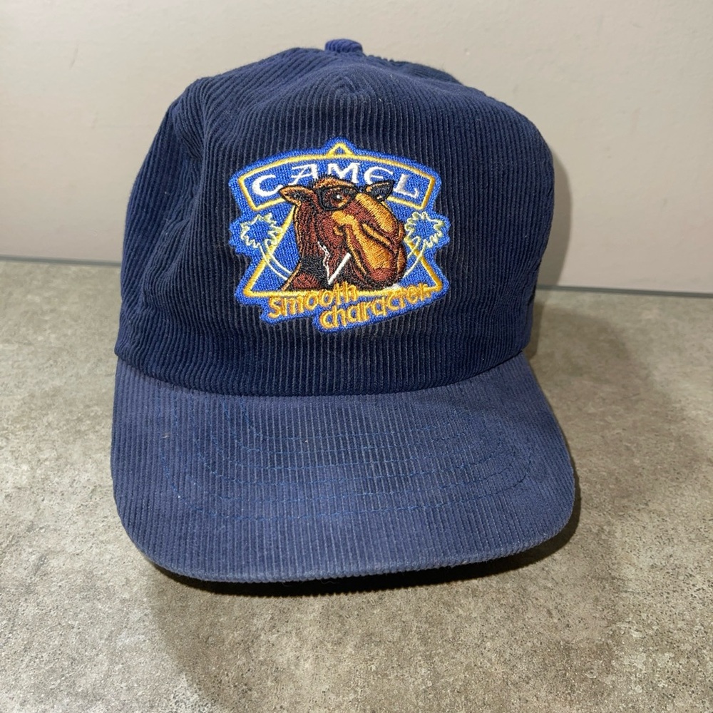 Rare Vintage 1980 Joe Camel Blue Corduroy Snapback Hat Cap Smooth Character